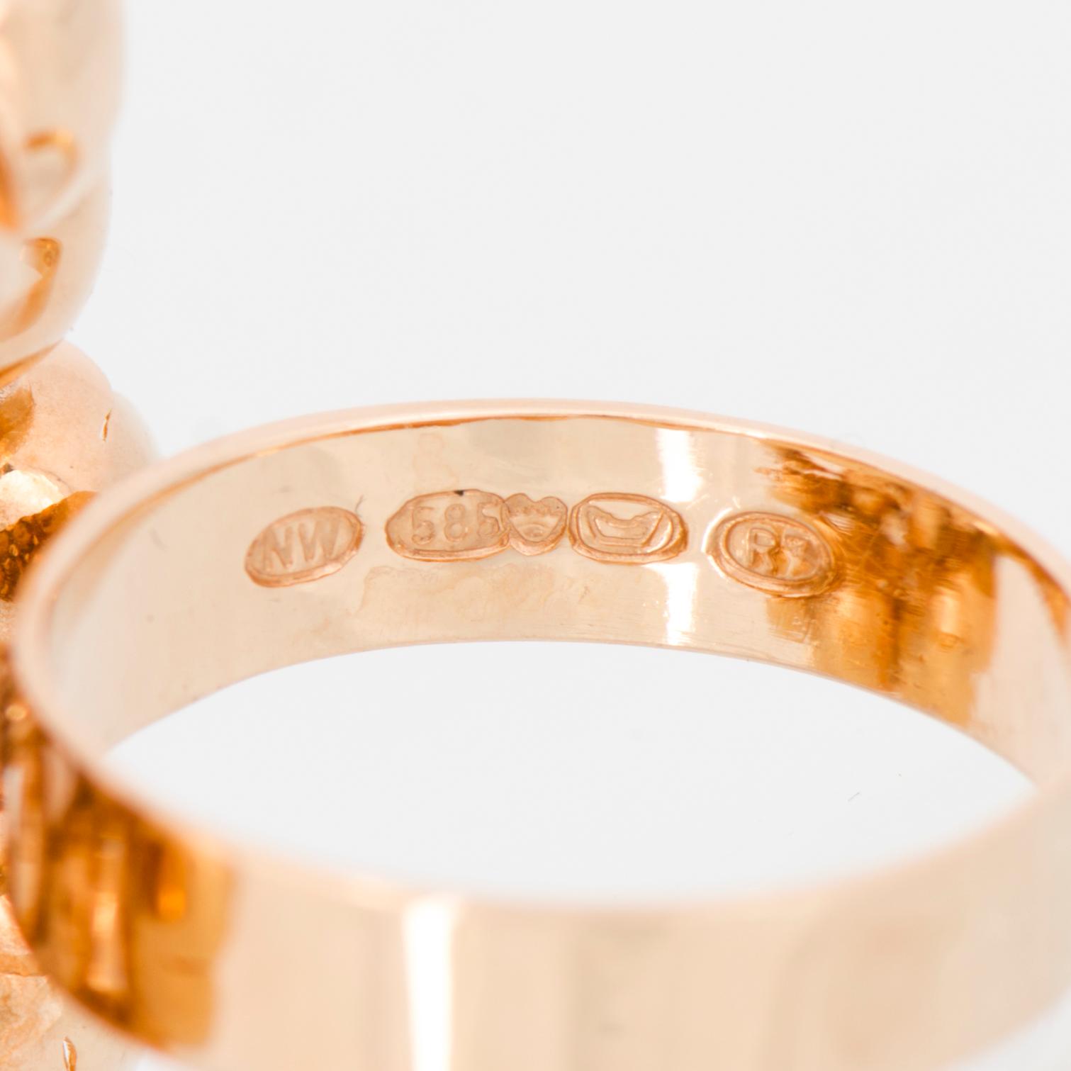 LIISA VITALI RING, 14K, 'Spring', gold. Kultakeskus, Helsinki Finland 1970.