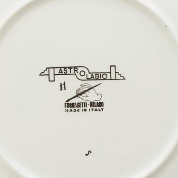 A set of 10 Piero Fornasetti porcelain plates, Milano, Italy.