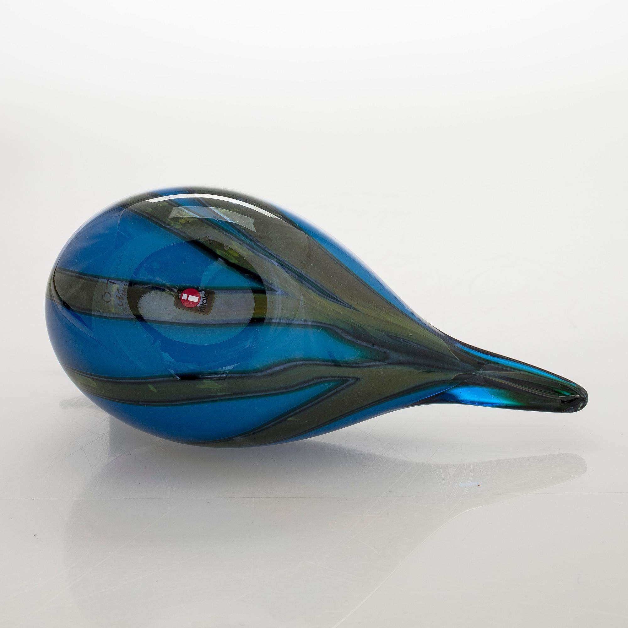 Oiva Toikka, a glass bird, Bulrush Curlew (Taivaanvuohi) 2004–2008, signed O. Toikka Nuutajärvi.