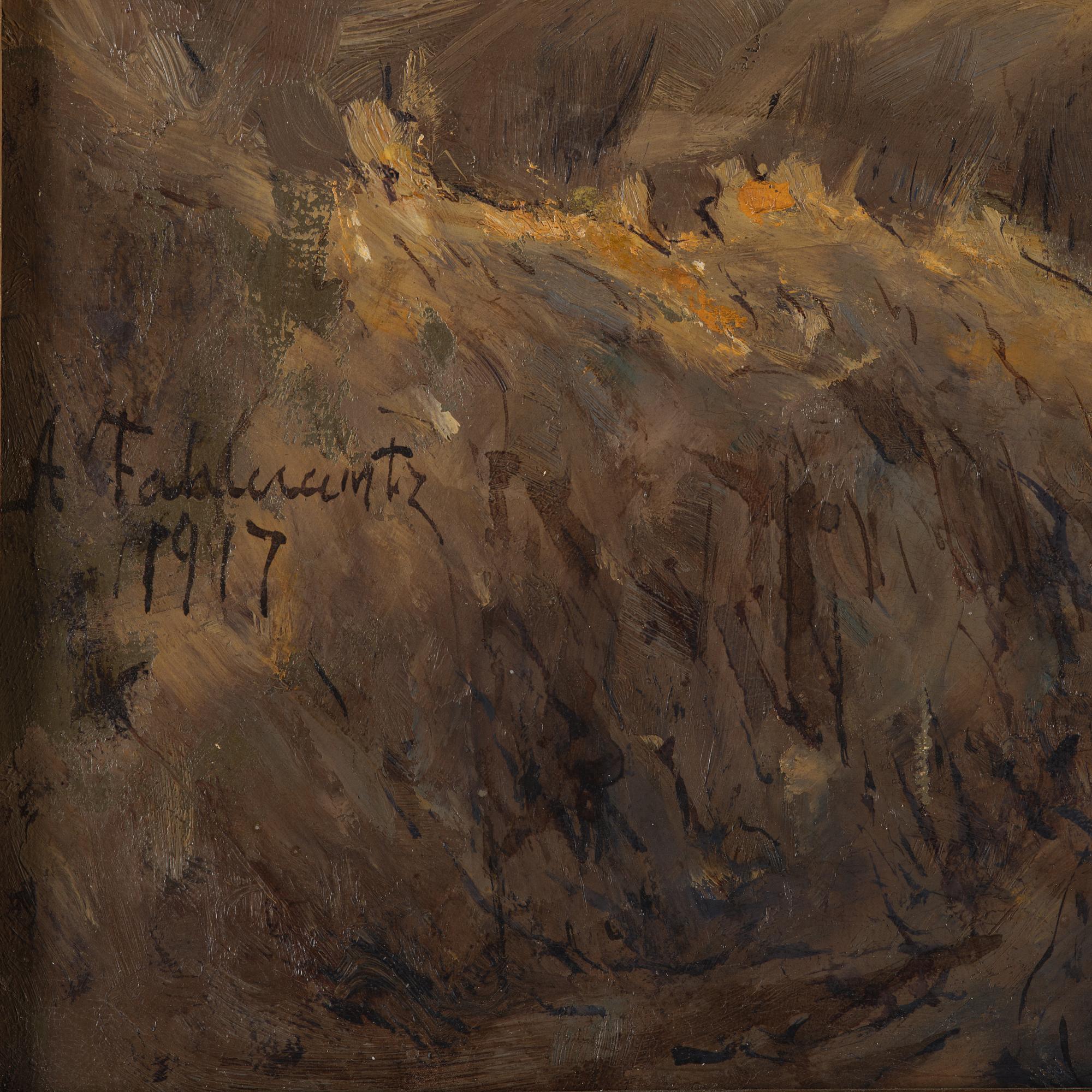 Axel Fahlcrantz, "Hay harvest, evening light, the rain subsides".