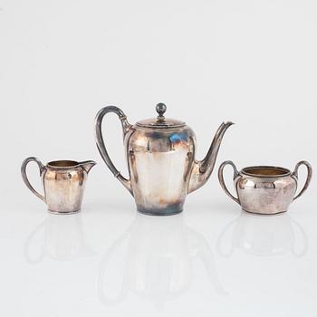 A three-piece silver coffee set, C.G Hallberg, Stockholm, Sweden, 1914.