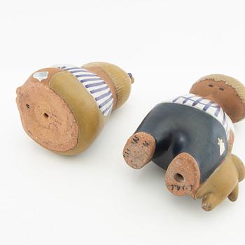 Lisa Larson, figuriner 2 st ur "Larsons ungar" Gustavsberg glaserat stengods.