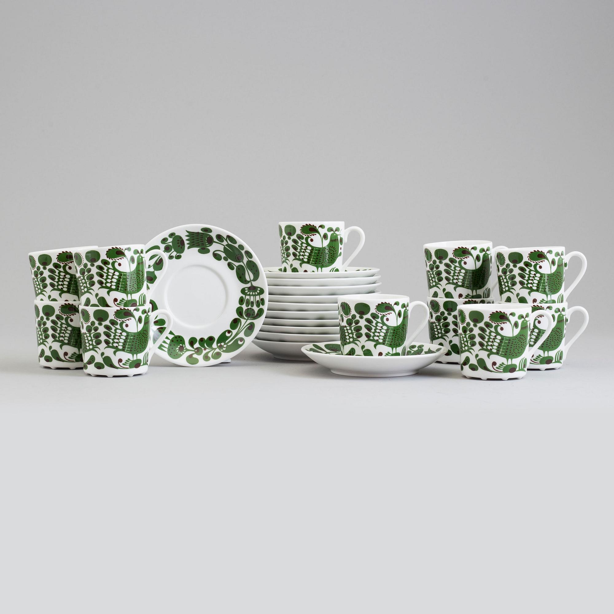 An 11 pcs 'Turtur' porcelain coffee service by Stig Lindberg for Gustavsberg.
