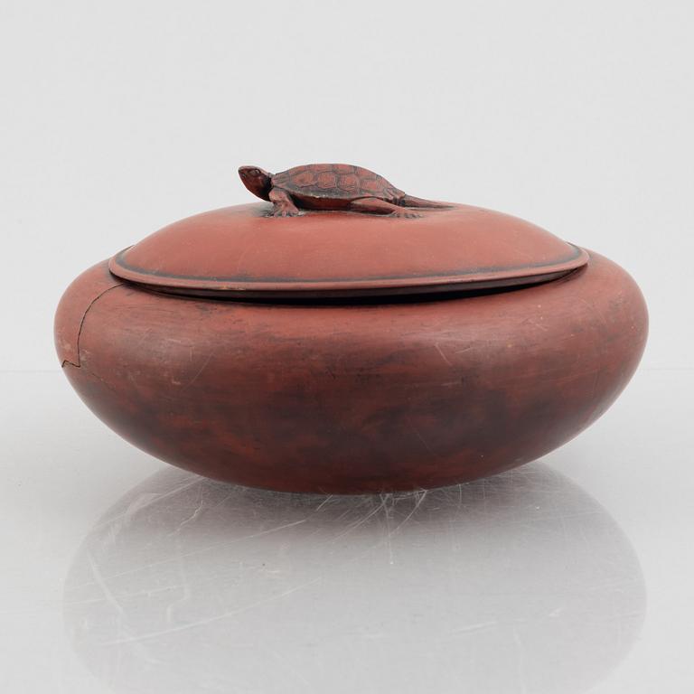 A red lacquer bowl with cover, Japan, presumably Meiji (168-1912).