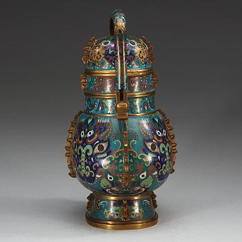 A archaistic shaped cloisonne jar with cover, Qing dynasty, Qianlong (1736-95).