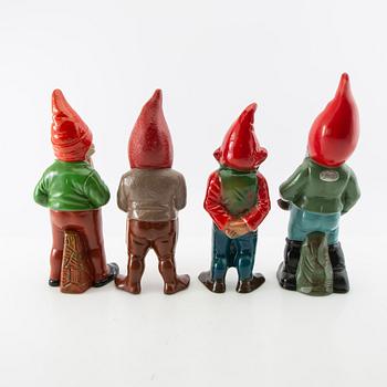 Gnomes 6 pcs mostly Germany mid/second half of the 20th century painted terracotta.