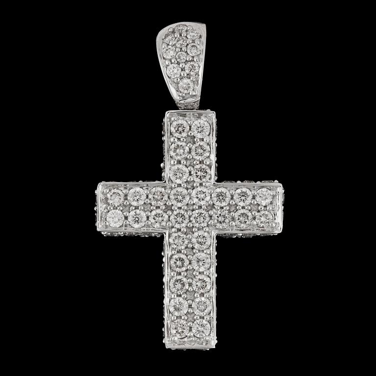 A brilliant cut diamond cross pendant, tot. 1.76 cts.