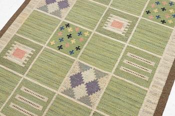 Rakel Carlander, a carpet, flat weave, c. 209 x 139 cm, signed RC.