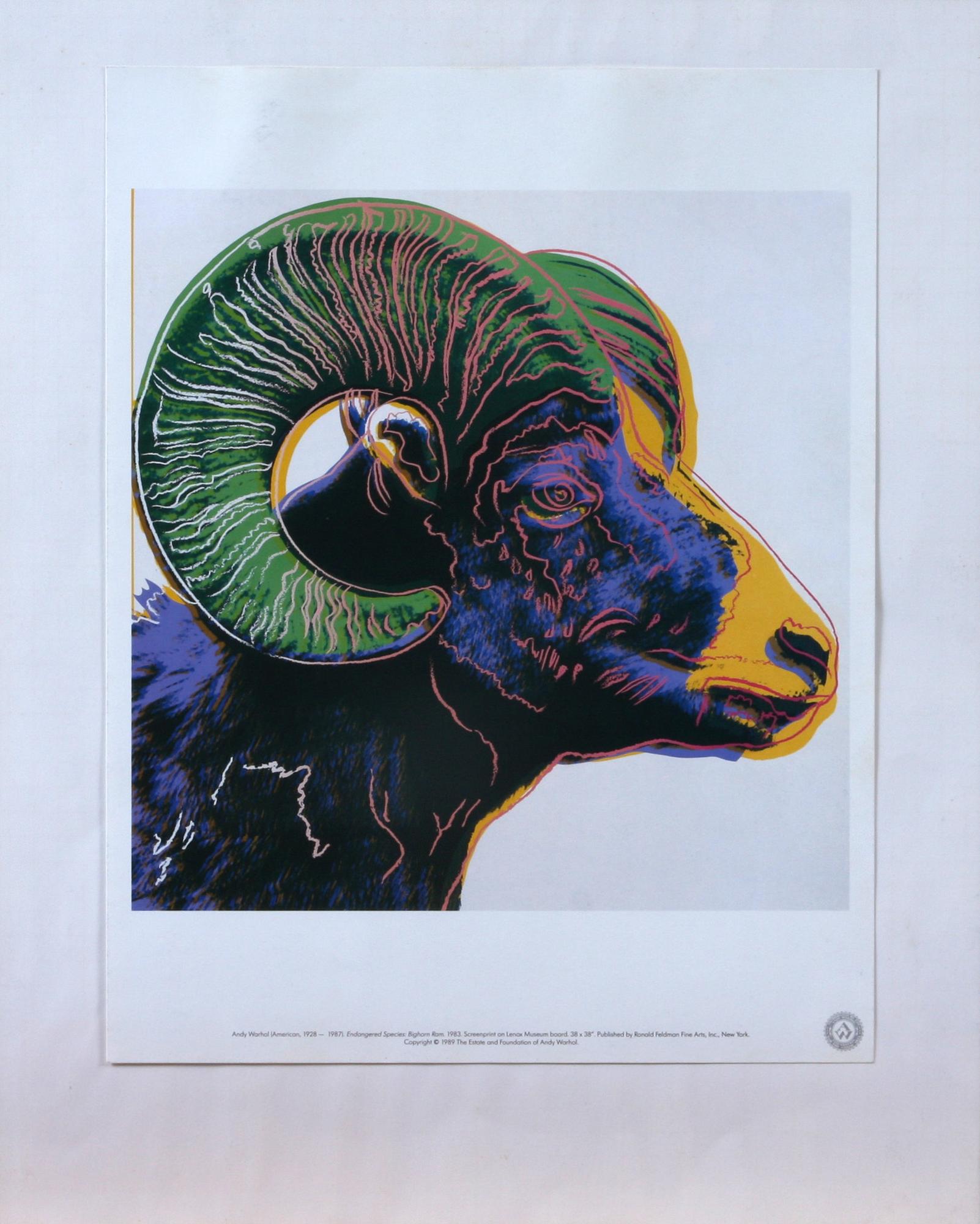 ANDY WARHOL, tryck, 6 st, "Endangered Species", 1983.