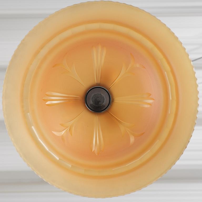 Edward Hald, a pair of ceiling lamps, Orrefors, 1930s.