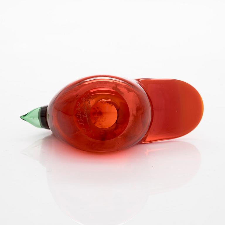 Oiva Toikka, Glass bird, "Flycatcher" signed Oiva Toikka Nuutajärvi Notsjö.