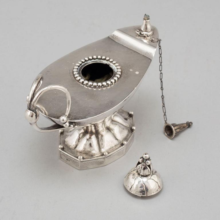 GEORG JENSEN, an 830/1000 silver table lighter/oil lamp, Denmark, 1919-21,