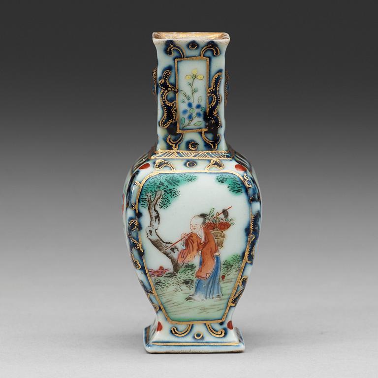 An enamelled miniature vase, Qing dynasty with Jiaqing mark.