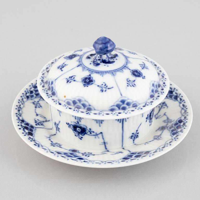 A 'Blue Fluted Half Lace' porcelain small round tureen with cover, Royal Copenhagen, model '707', 1960's/70's.