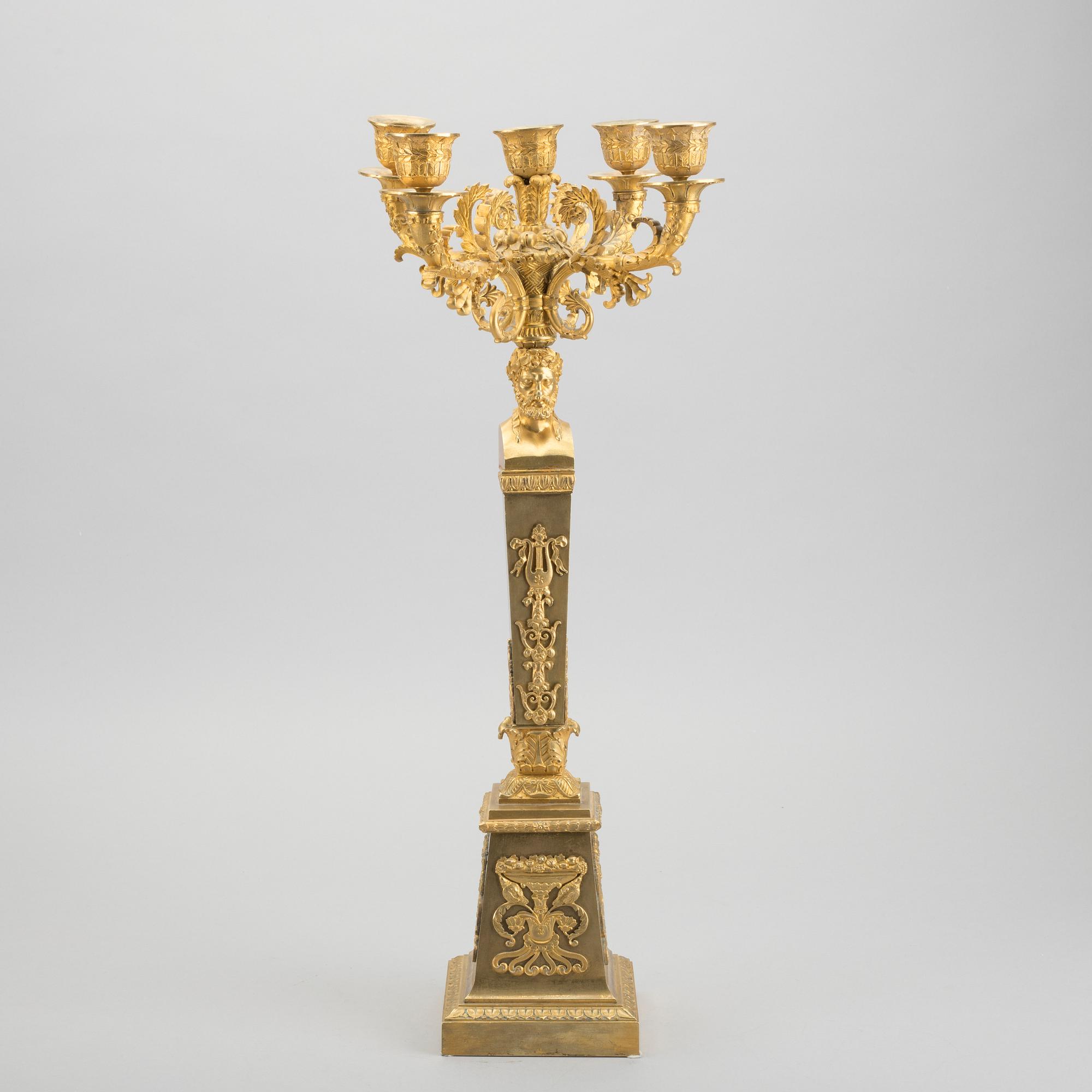 CANDELABRUM, gilt-bronze, Empire, France, first half of the 19th century.