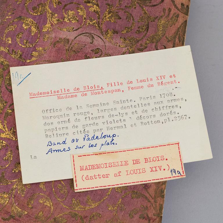 BOK, Bokband för Ludvig XIV:s dotter, Paris 1708.