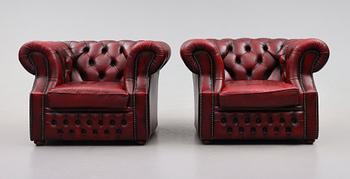 FÅTÖLJER, 1 par, Chesterfieldmodell, 1900-talets andra hälft.