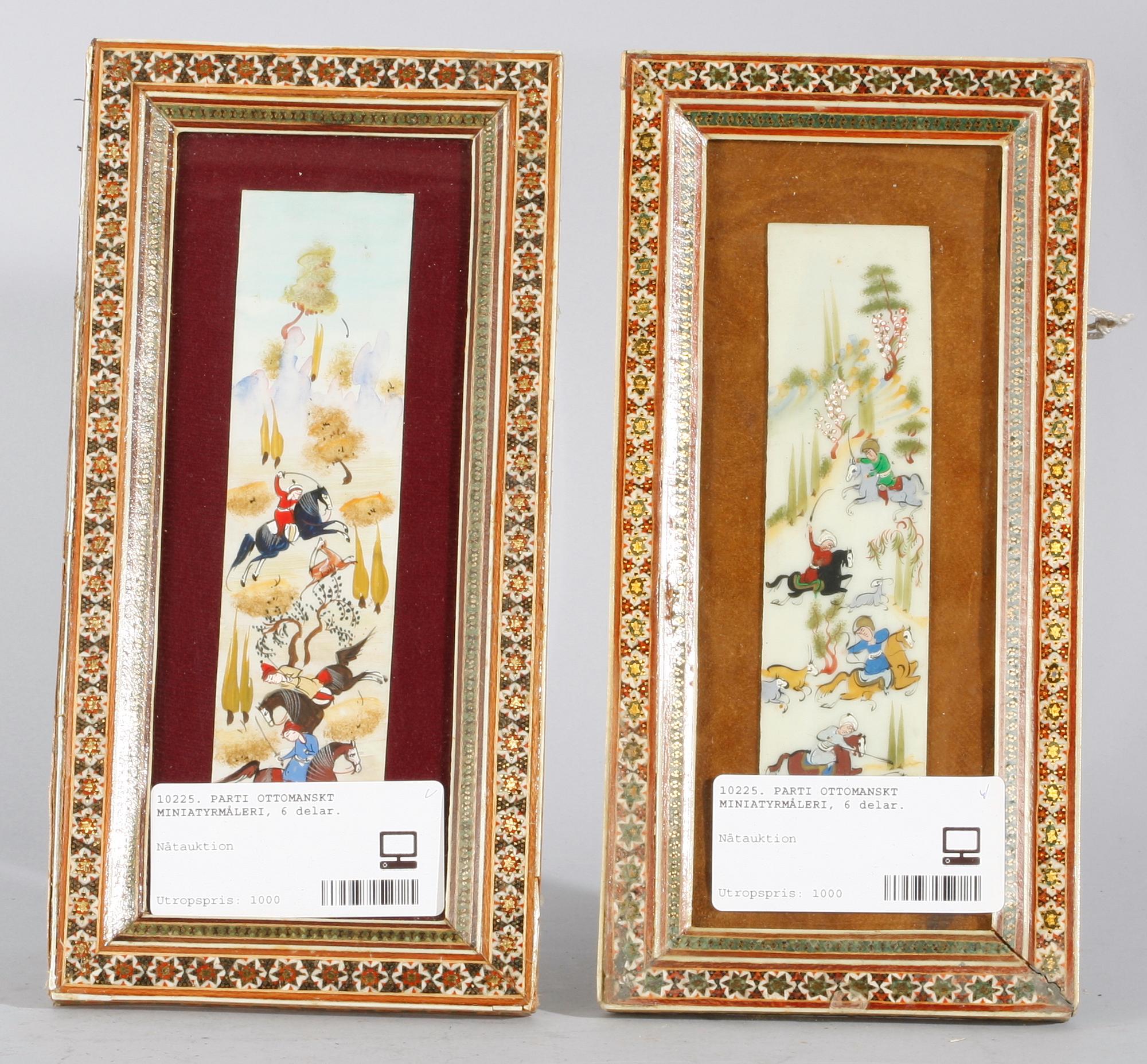 PARTI OTTOMANSKT MINIATYRMÅLERI, 6 delar.