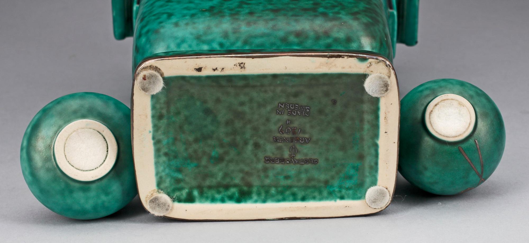 VASER, 3 delar, stengods, Argenta, Willhelm Kåge, Gustavsberg, 1900-tal.