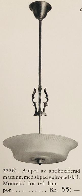 Erik Tidstrand, a ceiling lamp, model "27261", Nordiska Kompaniet, 1929-30.