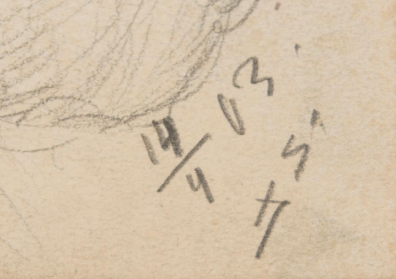 Santeri Salokivi, Teckningar, 5 st, Mansporträtt och Landskap.