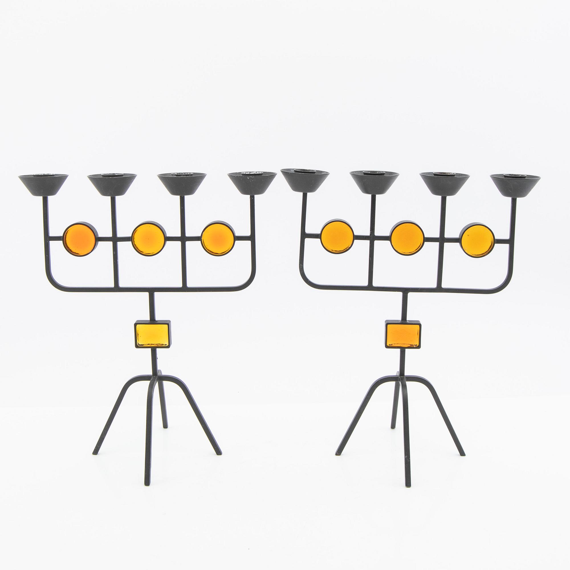 Gunnar Ander, Collection of Candleholders / Candelabra, 14 pieces, Ystad Metall.