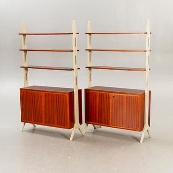 A pair of IKEa "Roxen 1960s mahgony book cases.