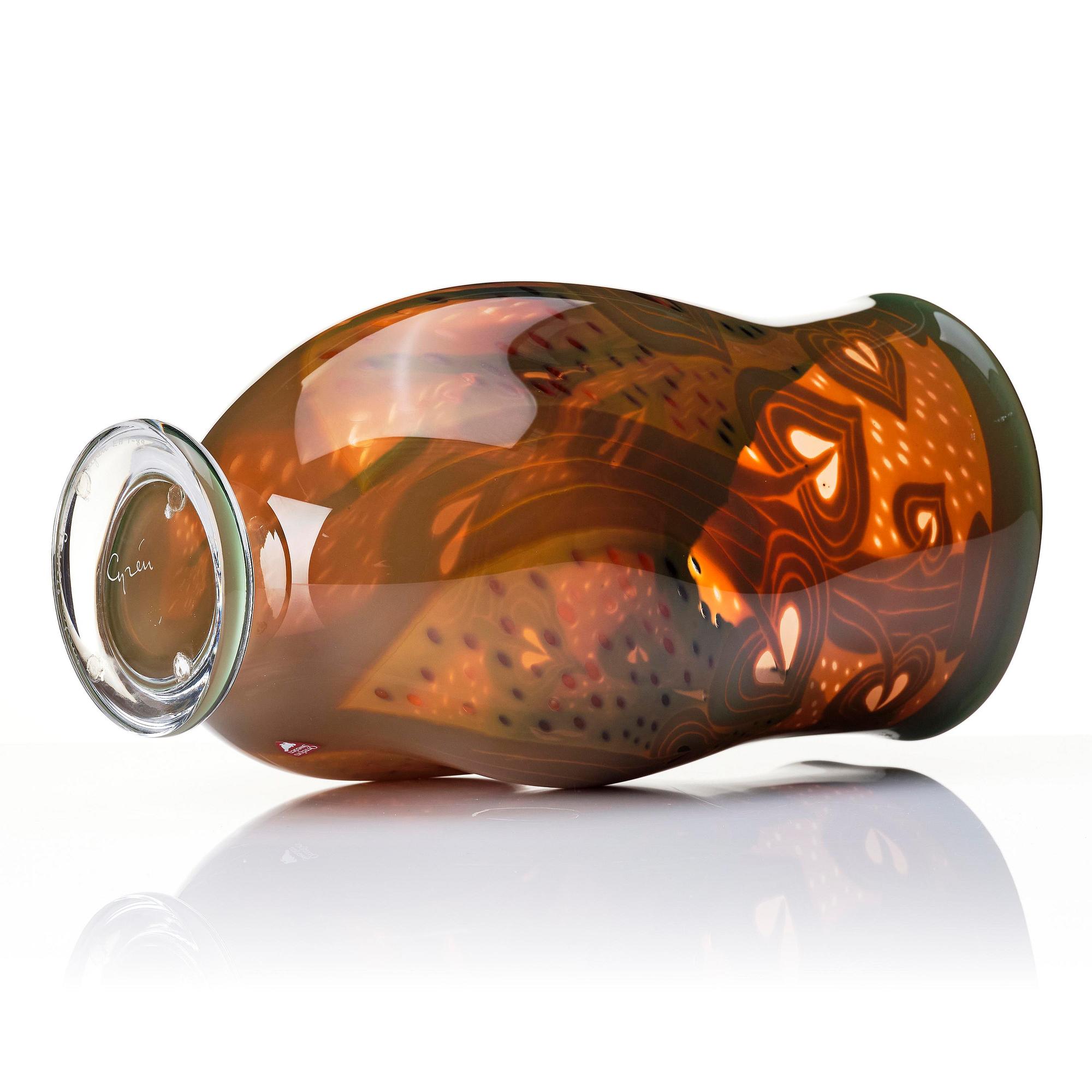 Gunnar Cyrén, a graal glass vase, Orrefors, Sweden, 1989.