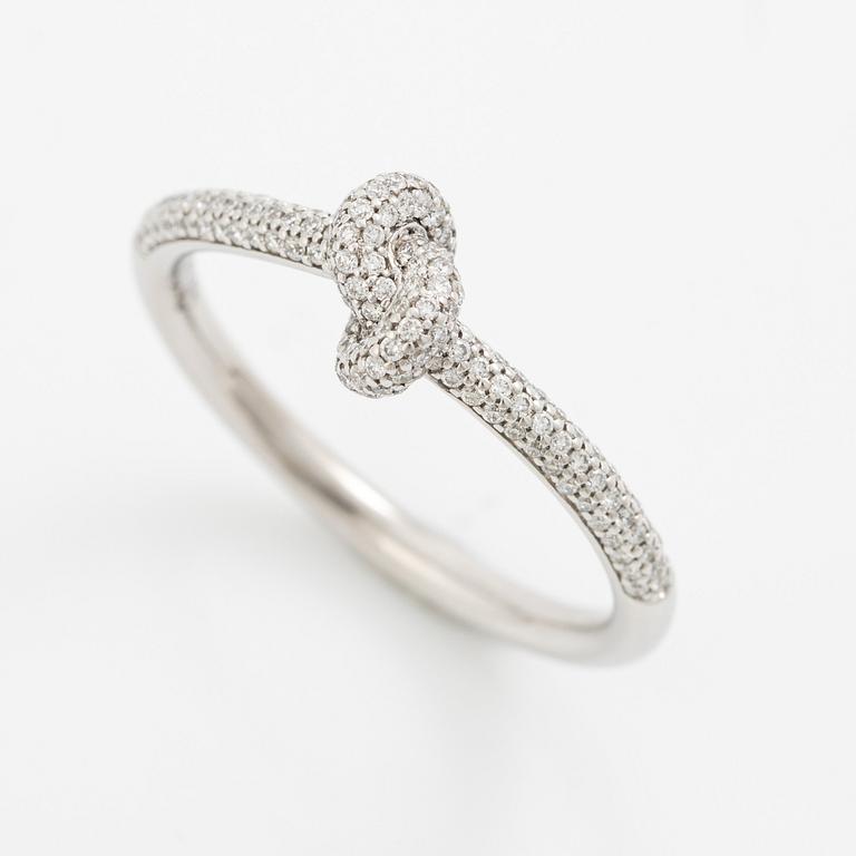 "Engelbert," Legacy Knot Ring Mini Pavé", 18K white gold with brilliant-cut diamonds.