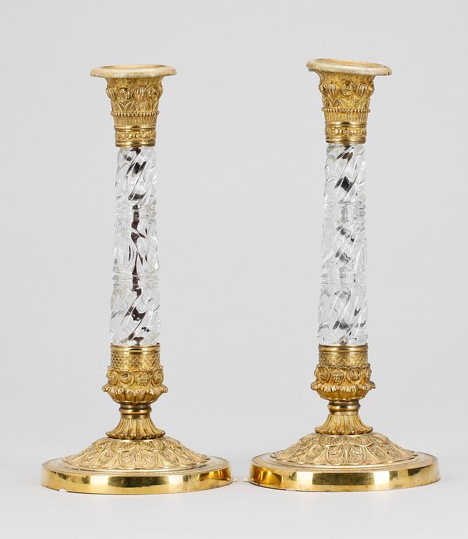 LJUSSTAKAR, ett par, empire, trol Ryssland, 1800-talets första hälft.