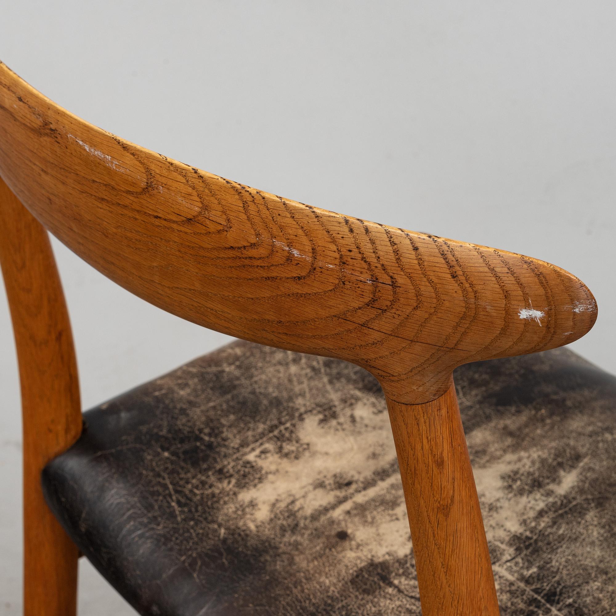 Hans J Wegner, stolar, 4 st, modell W2, CM Madsens fabriker, Haarby, Danmark.