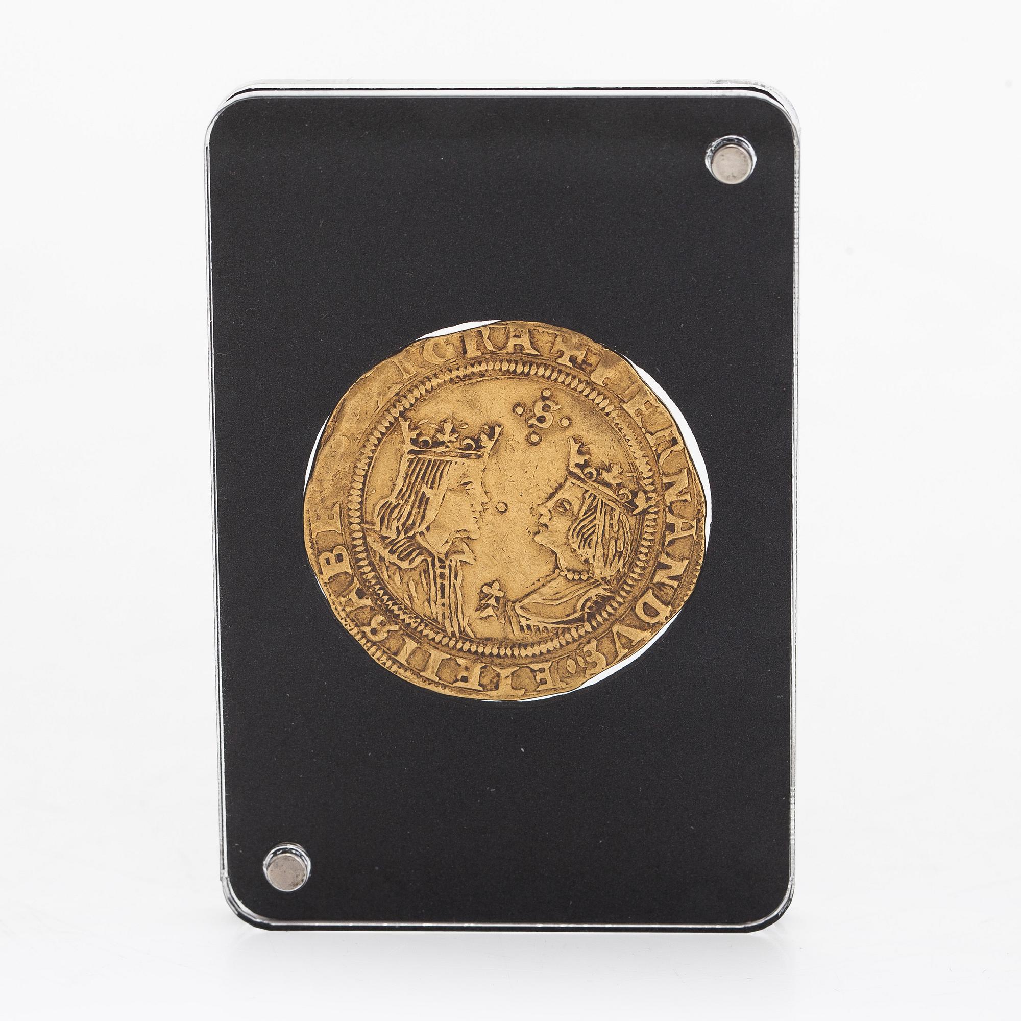 Coin, 2 ducats, Ferdinand V and Isabella I, gold 99%.