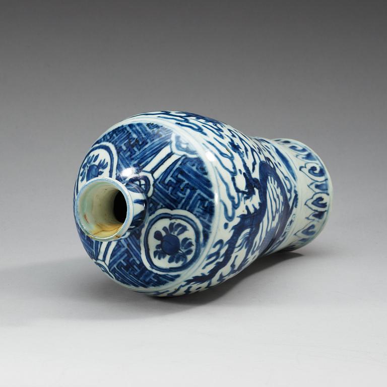 A blue and white Meiping vase, Ming dynasty, 17th Century.