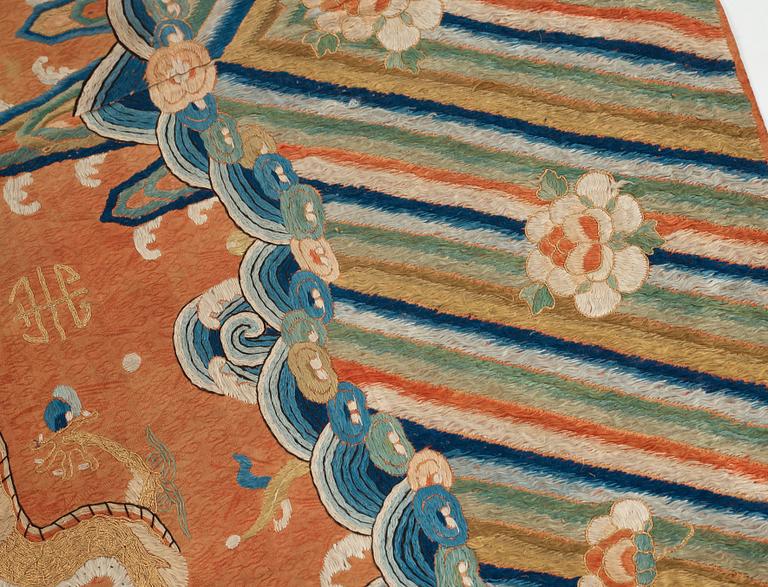 PARTI TEXTILIER, broderat siden. Qing dynastin.
