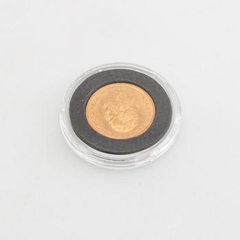 Guldmynt Sverige, Oscar II 10 kr, 1883, felpräglat.