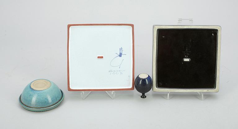 PARTI KERAMIK, 4 delar, bla "Domino", Stig Lindberg, Gustavsberg, 1900-tal.