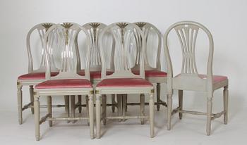 MATSALSMÖBLEMANG, 8 delar, gustaviansk stil.