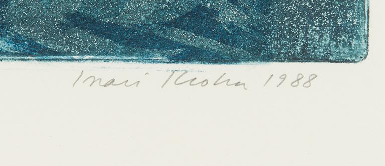 Inari Krohn, etsaus, signeerattu ja päivätty 1988, numeroitu 2/30 tpl'a.
