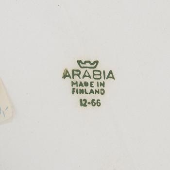 BURKAR, 1+9 st, och KRUKA, keramik, "Pomona"-dekor av Esteri Tomula och Raija Uosikkinen, Arabia, 1960-tal.