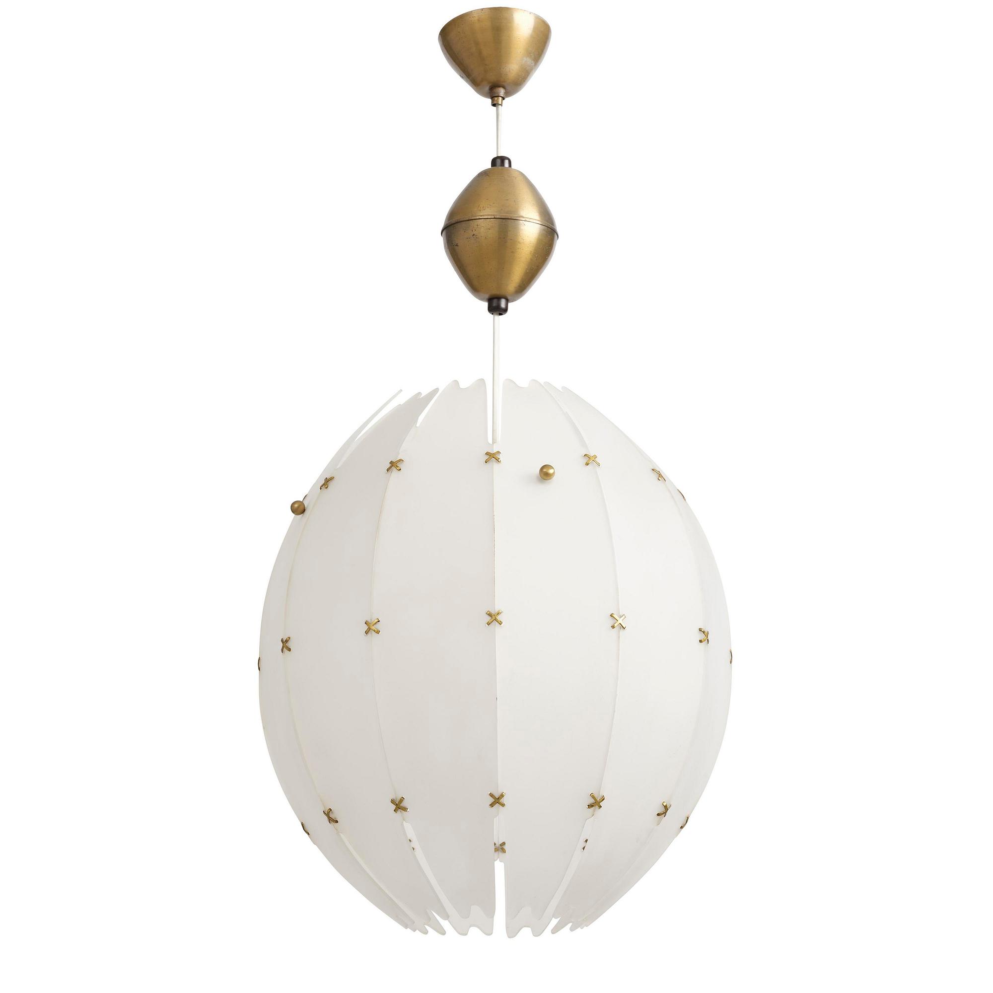 Hans Bergström, taklampa, modell "57", Swedish Modern, ateljé Lyktan, Åhus, 1950-tal.