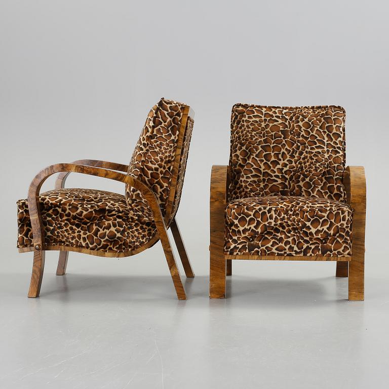 FÅTÖLJER, ett par, art deco, 1920/30-tal.