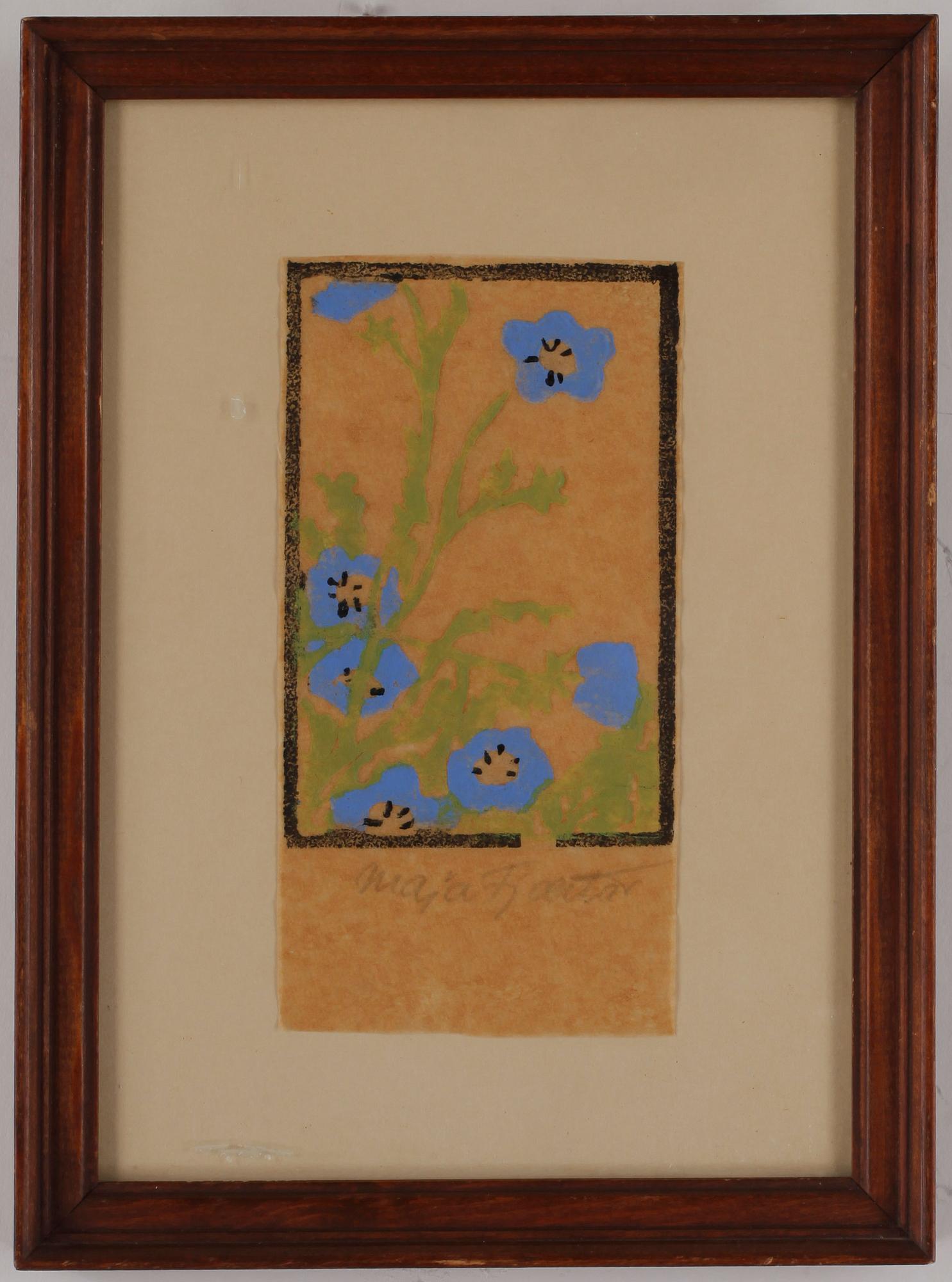 MAJA FJAESTAD, träsnitt respektive blandteknik på smörpapper, signerade.