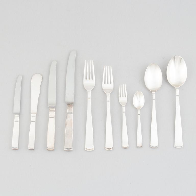 A Swedish Silver Cutlery, 'Rosenholm' by Jakob Ängman, GAB, (59 pieces).