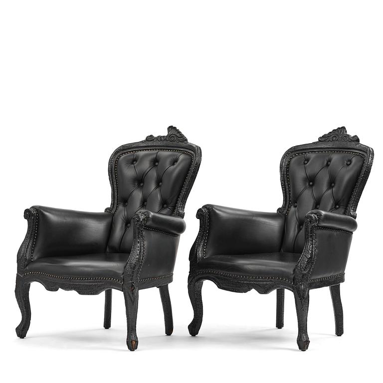 Maarten Baas, a pair of “Smoke Armchairs”, Moooi, the Netherlands, post 2002.