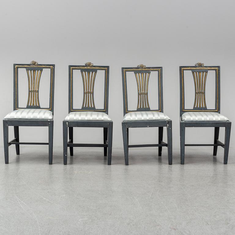 Four Gustavian chairs, Lindome, circa 1800.