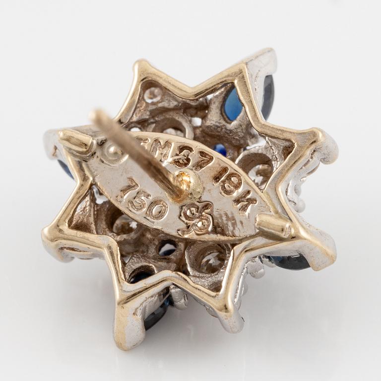 Earrings in 18K white gold with brilliant-cut diamonds and sapphires.