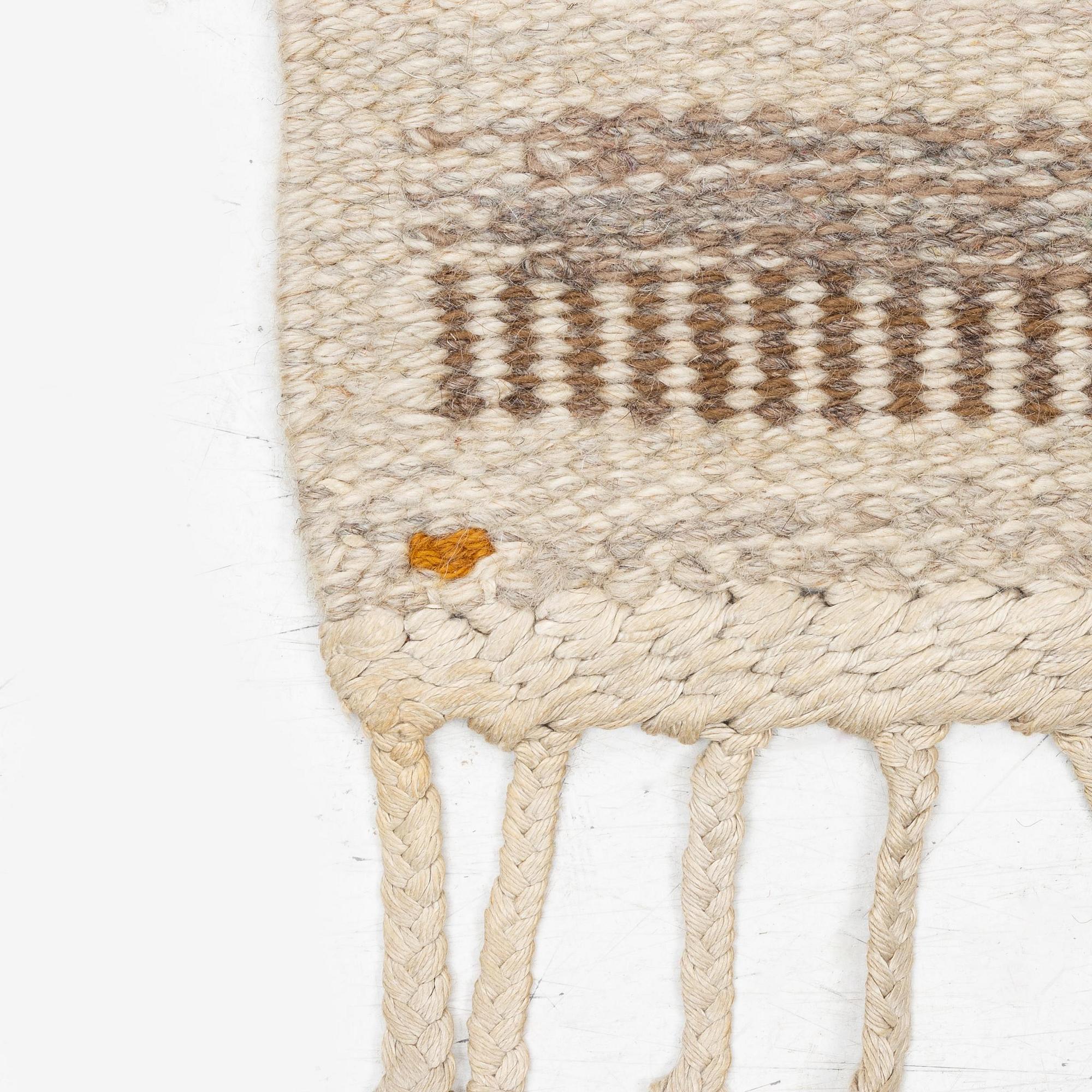 Barbro Nilsson, 'Randig med tvist, grå', flat weave, c. 266,5 x 91 cm, signed AB MMF BN.