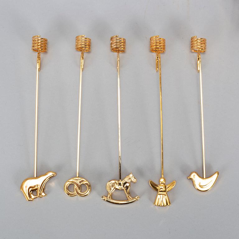 GEORG JENSEN, 12+1 brass christmas decorations, design Flemming Eskildsen.