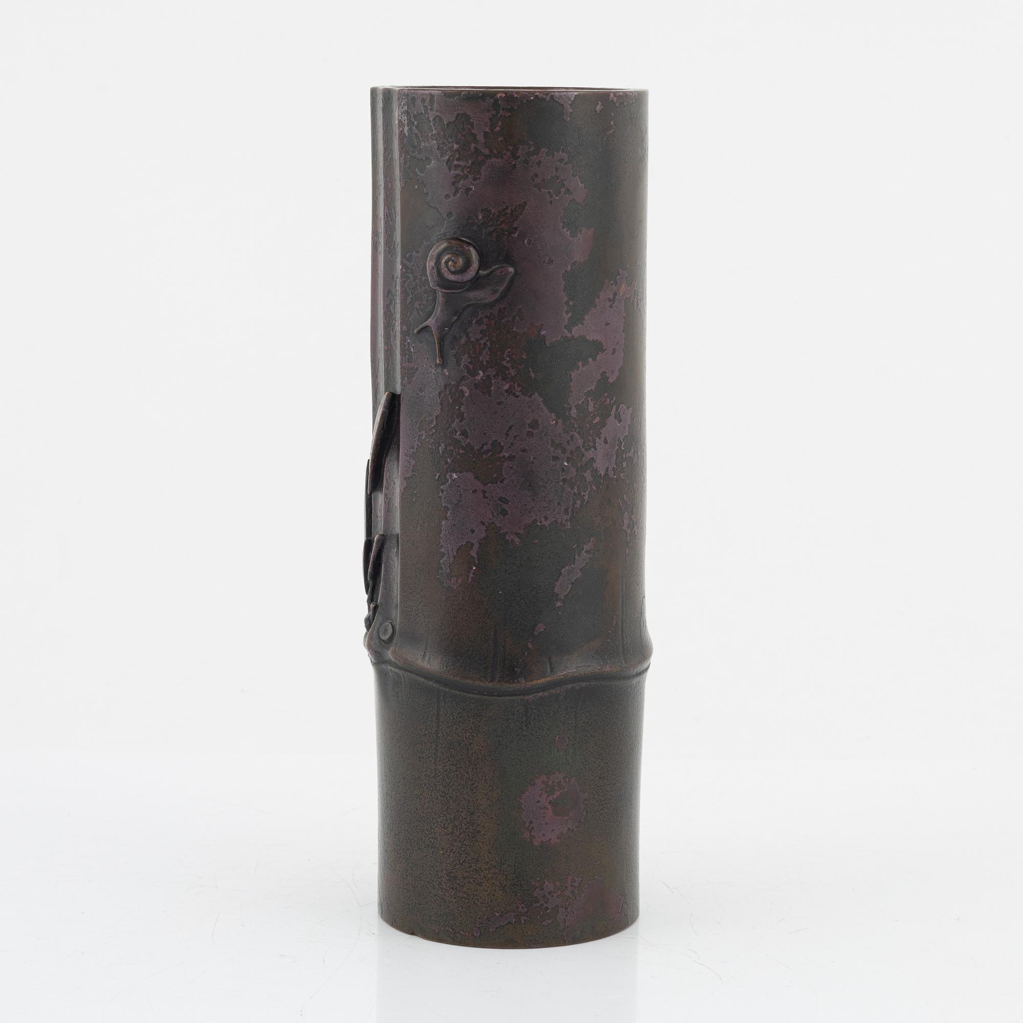 A Japanese bronze vase, 20th Century. With seal mark.