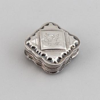 Three dutch silver snuff boxes, 19th century.